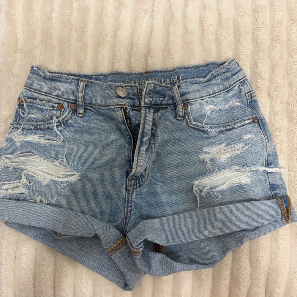 American Eagle Outfitters Light Wash Distressed Jean Shorts